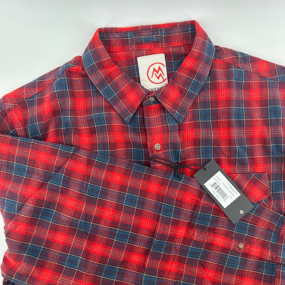 Cloudveil Flannel‎ Shirt Mens XXL Button Front Plaid Long Sleeve Red New